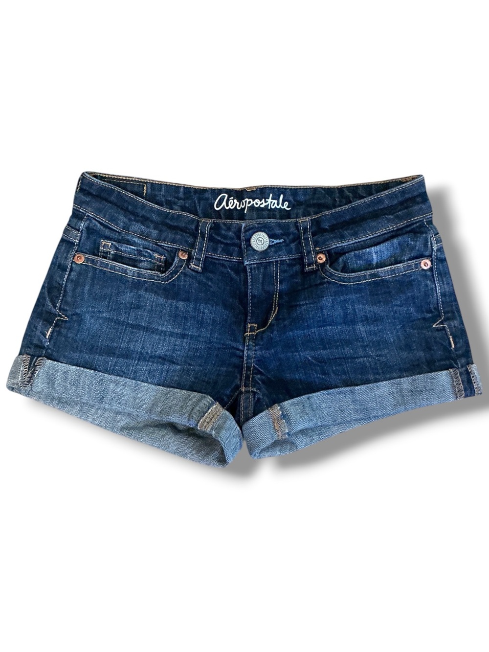 Aeropostale Rolled Cuff Denim Midi Jean Shorts Size 000
